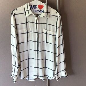 White and Black Checkered Blouse
